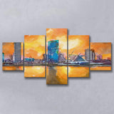 Milwaukee Wisconsin Usa Downtown City Skyline V1 5 Pieces Mixed Canvas Prints Wall Art Home Decor