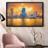 Milwaukee Wisconsin Usa Downtown City Skyline V1 City Art Watercolor Framed Canvas Prints Wall Art Home Decor,Floating Frame