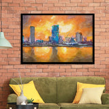 Milwaukee Wisconsin Usa Downtown City Skyline V1 City Art Watercolor Framed Art Prints Wall Art Decor,Framed Picture