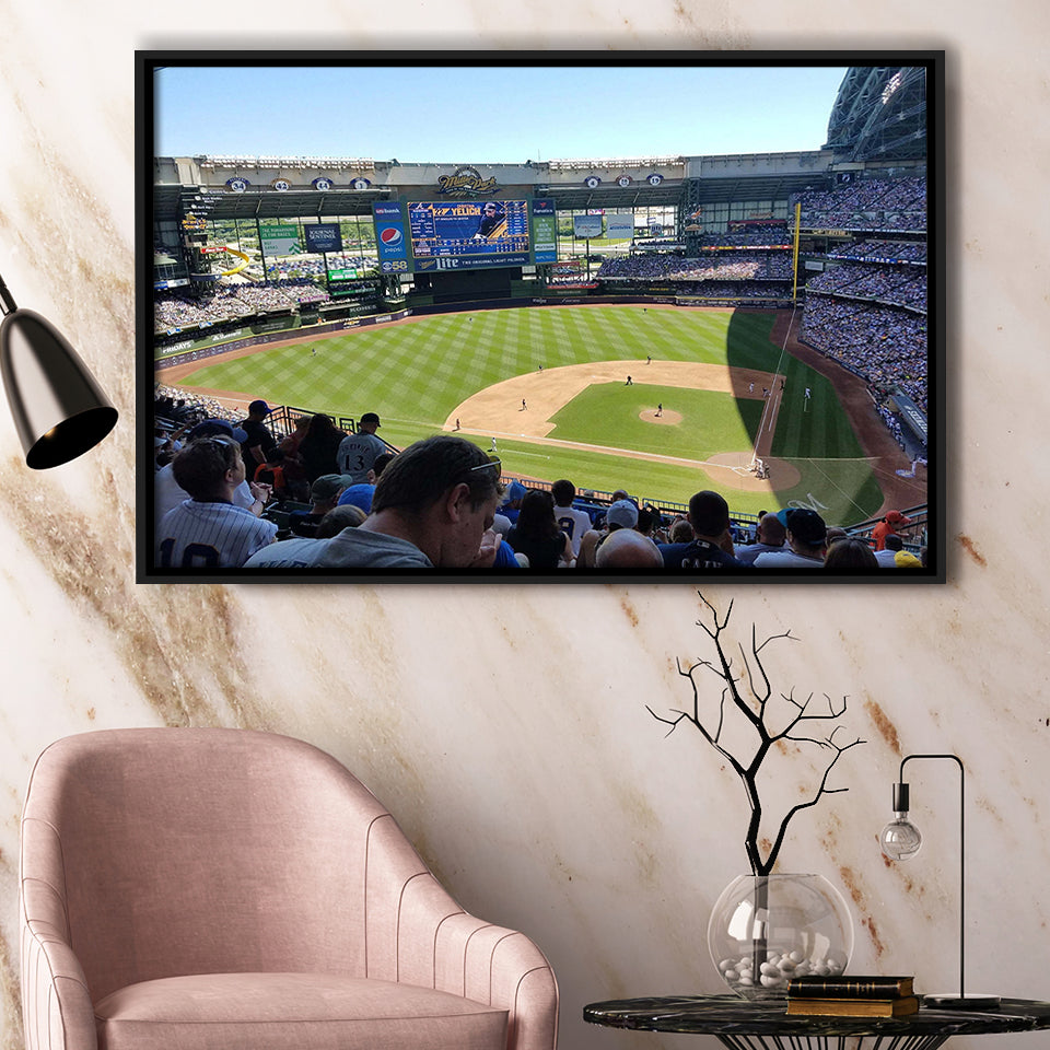 Milwaukee Brewers Stadium Framed Canvas Prints Stadium Wall Art Miller Park Stadium American,Sport Stadium Art Prints, Fan Gift