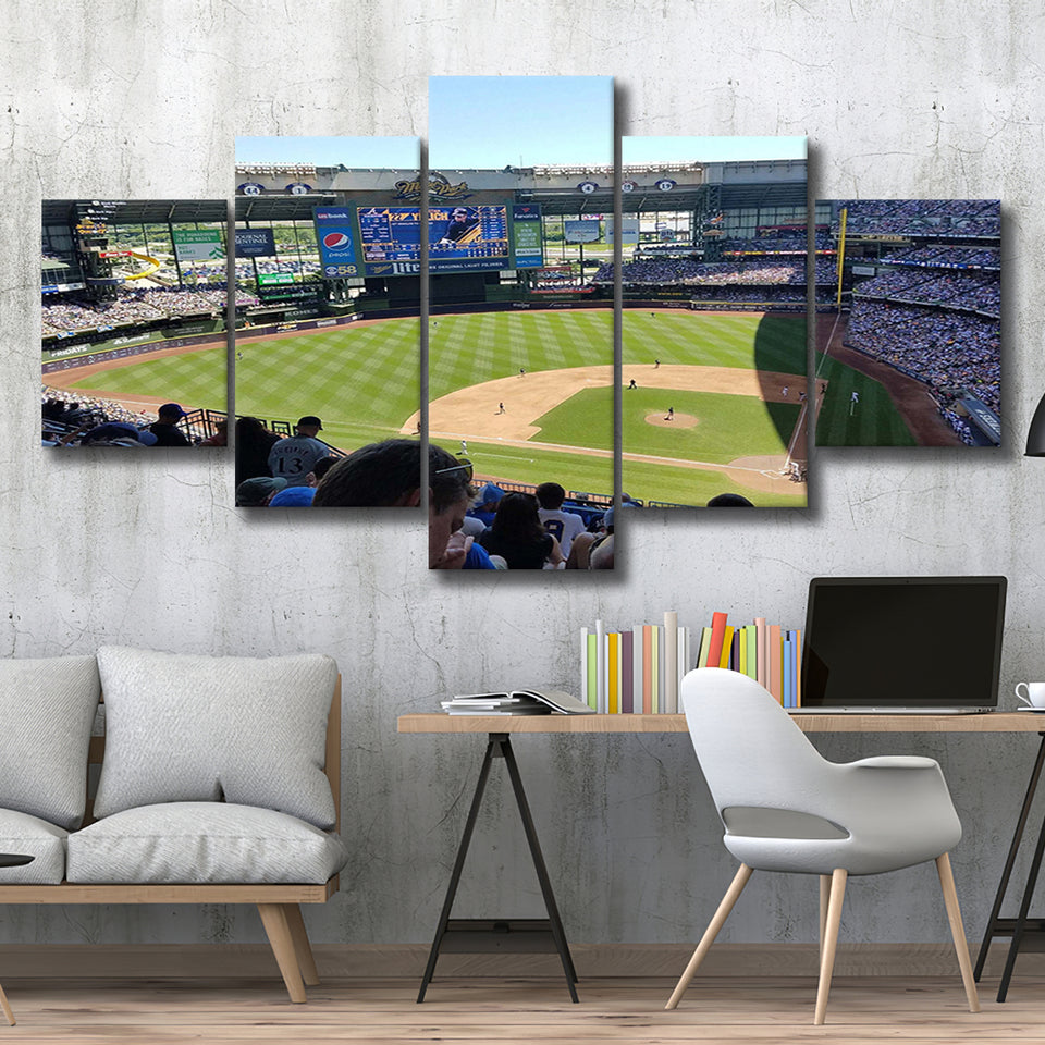 Milwaukee Brewers Stadium Canvas Prints Stadium Wall Art Miller Park Stadium Canvas Prints American,Multi Panels,Sport Stadium Art Prints, Fan Gift