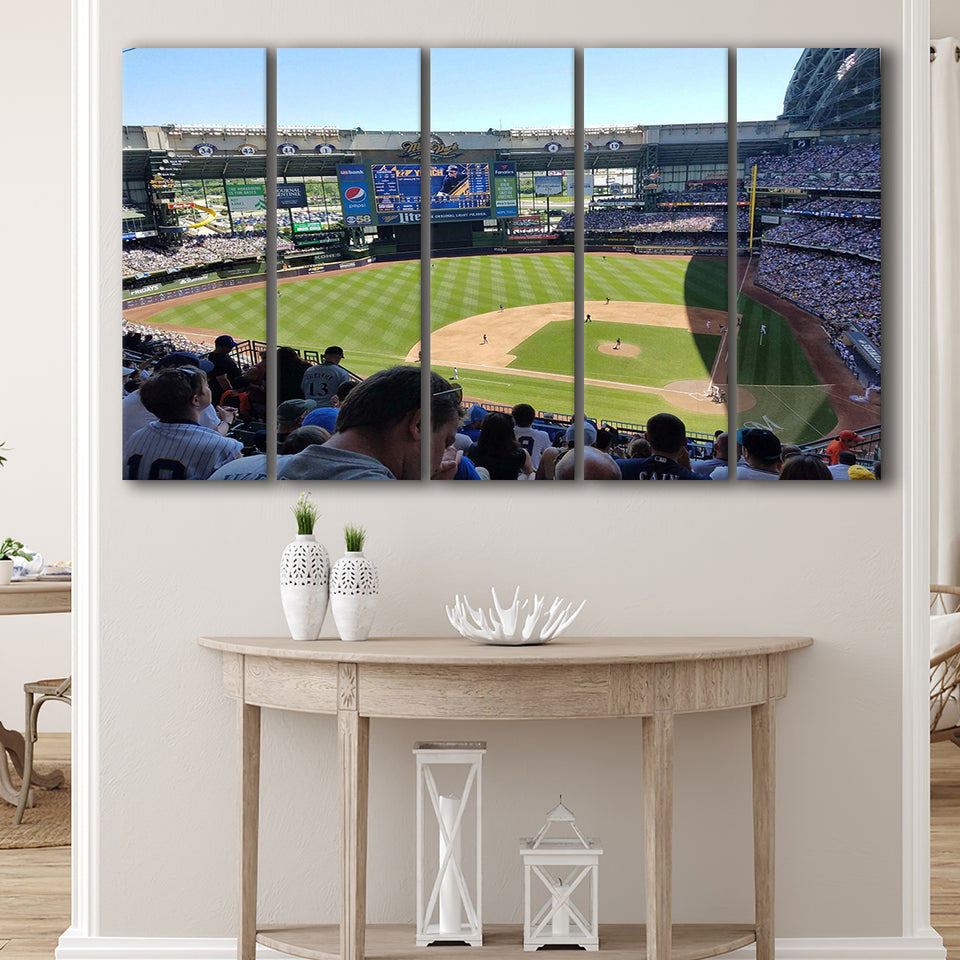 Milwaukee Brewers Stadium Canvas Prints Stadium Wall Art Miller Park Stadium Canvas Prints American,Multi Panels B,Sport Stadium Art Prints, Fan Gift