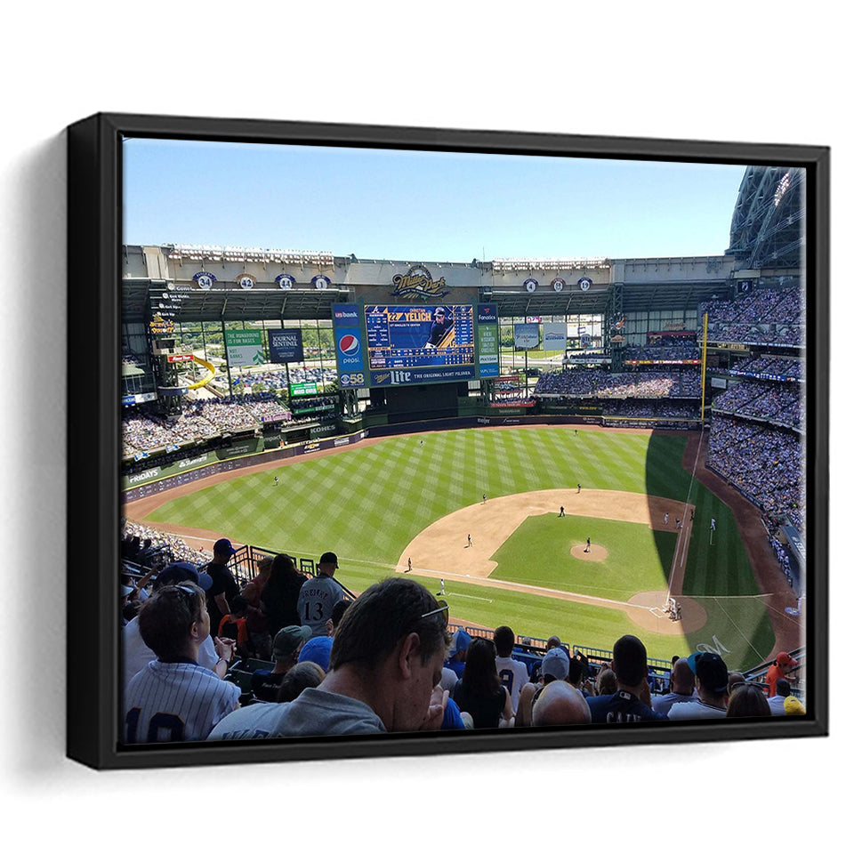 Milwaukee Brewers Stadium Framed Canvas Prints Stadium Wall Art Miller Park Stadium American,Sport Stadium Art Prints, Fan Gift
