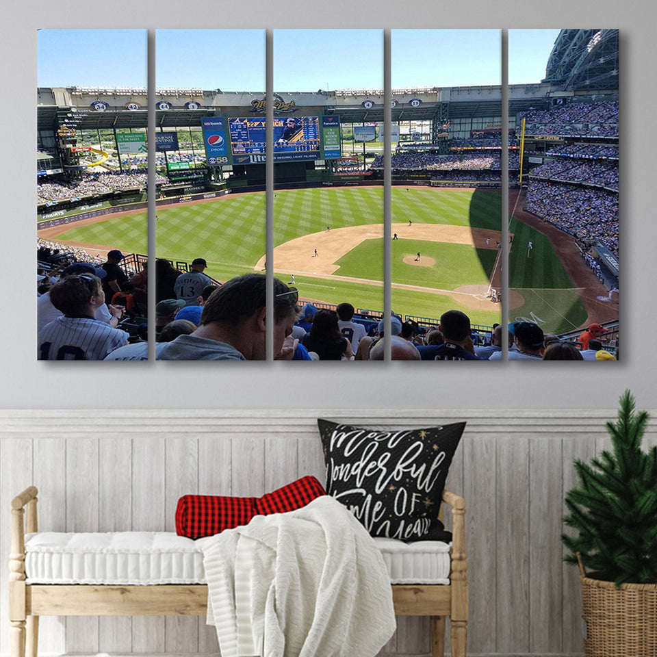 Milwaukee Brewers Stadium Canvas Prints Stadium Wall Art Miller Park Stadium Canvas Prints American,Multi Panels B,Sport Stadium Art Prints, Fan Gift