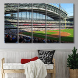 Milwaukee Brewers Stadium Wall Art Miller Park Stadium Canvas Prints American,Multi Panels B,Sport Stadium Art Prints, Fan Gift