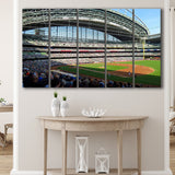 Milwaukee Brewers Stadium Wall Art Miller Park Stadium Canvas Prints American,Multi Panels B,Sport Stadium Art Prints, Fan Gift
