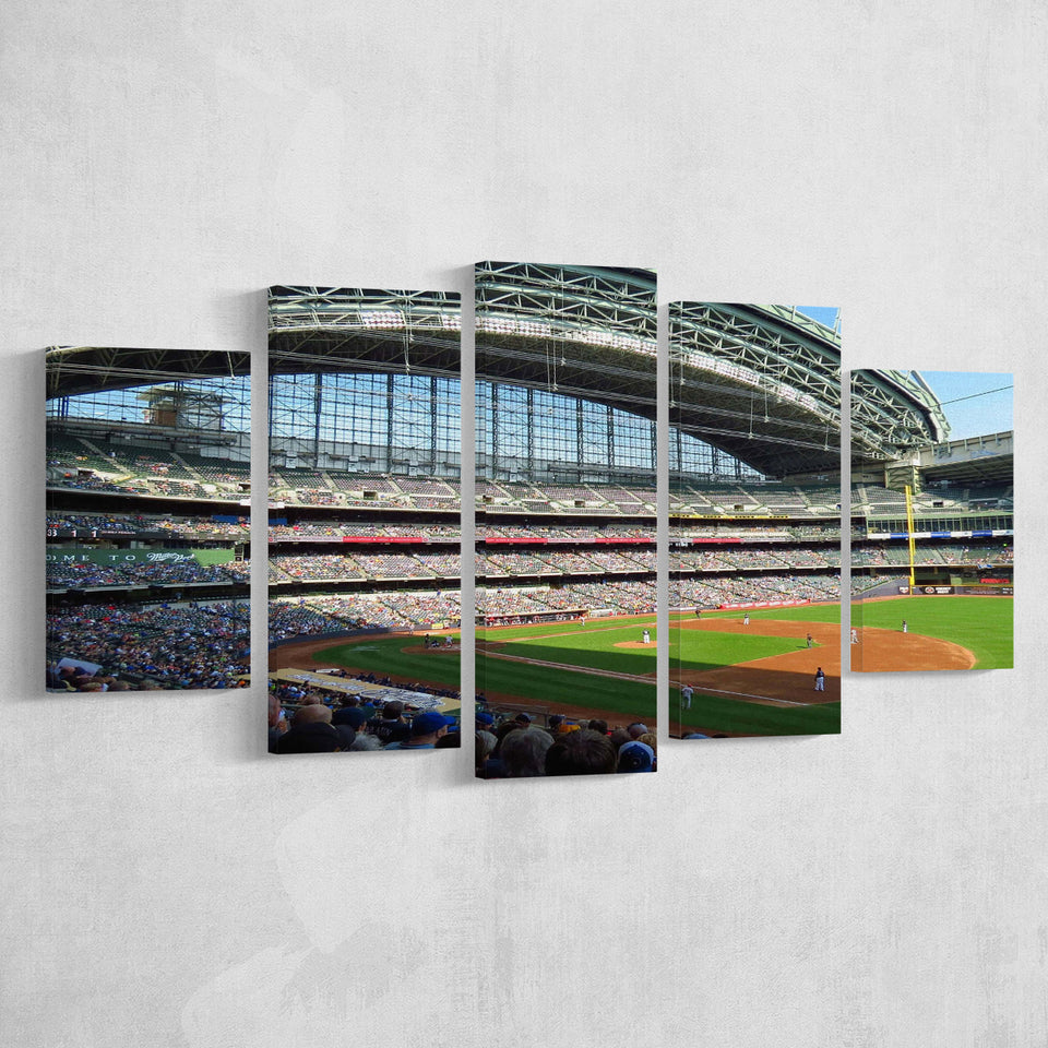 Milwaukee Brewers Stadium Wall Art Miller Park Stadium Canvas Prints American,Multi Panels,Sport Stadium Art Prints, Fan Gift