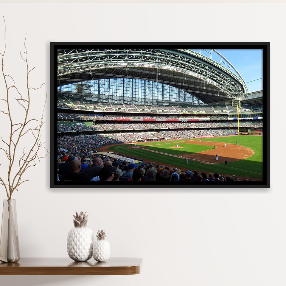 Milwaukee Brewers Stadium Wall Art Miller Park Stadium Framed Canvas Prints American,Sport Stadium Art Prints, Fan Gift