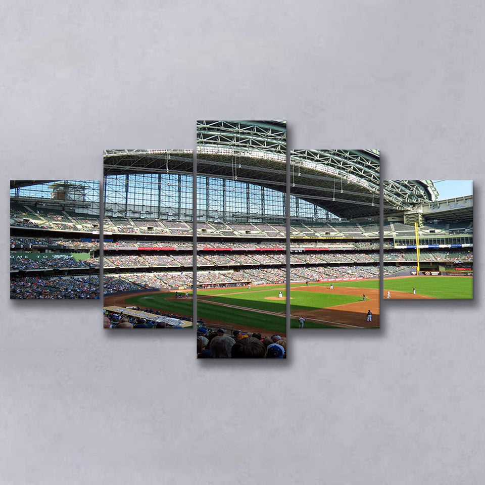 Milwaukee Brewers Stadium Wall Art Miller Park Stadium Canvas Prints American,Multi Panels,Sport Stadium Art Prints, Fan Gift
