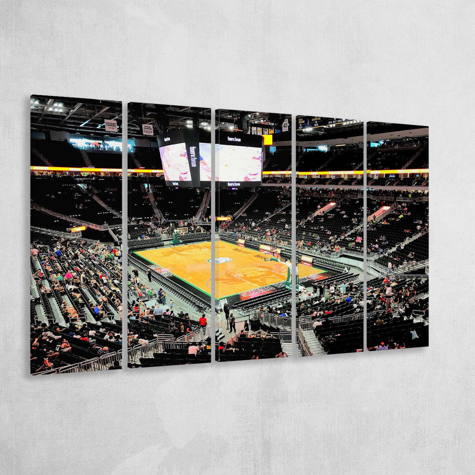 Milwaukee Bucks Stadium Canvas Prints Fiserv Forum Wall Art NBA,Multi Panels B,Sport Stadium Art Prints, Fan Gift