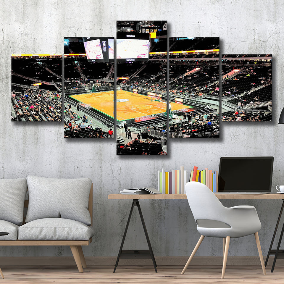 Milwaukee Bucks Stadium Canvas Prints Fiserv Forum Wall Art NBA,Multi Panels,Sport Stadium Art Prints, Fan Gift