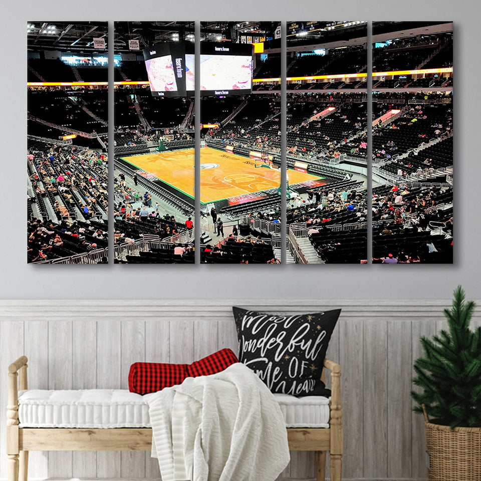 Milwaukee Bucks Stadium Canvas Prints Fiserv Forum Wall Art NBA,Multi Panels B,Sport Stadium Art Prints, Fan Gift