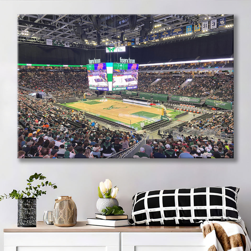 Milwaukee Bucks Fiserv Arena, Stadium Canvas, Sport Art, Gift for him, Fan Gift, Canvas Prints Wall Art Decor
