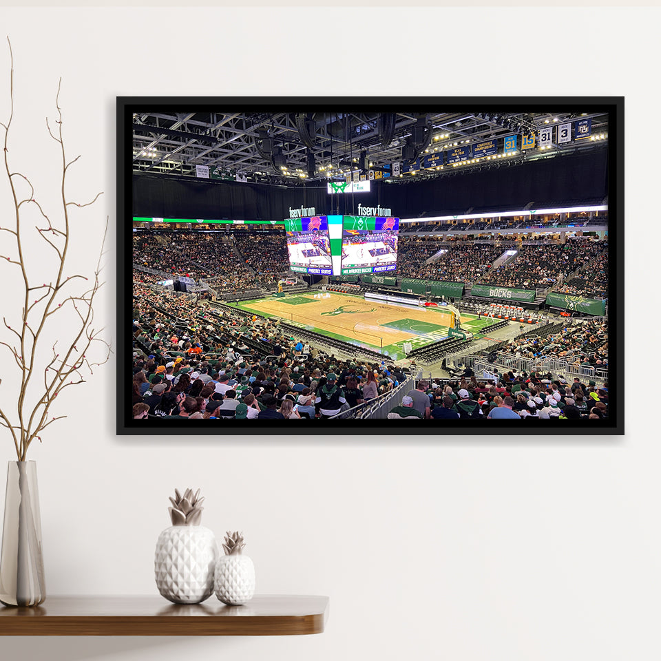 Milwaukee Bucks Fiserv Arena, Stadium Canvas, Sport Art, Gift for him, Framed Canvas Prints Wall Art Decor, Framed Picture