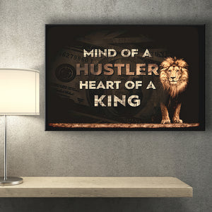 Mind Of A Hustler Heart Of A King Canvas Prints Wall Art - Painting Canvas,Office Business Motivation Art, Wall Decor