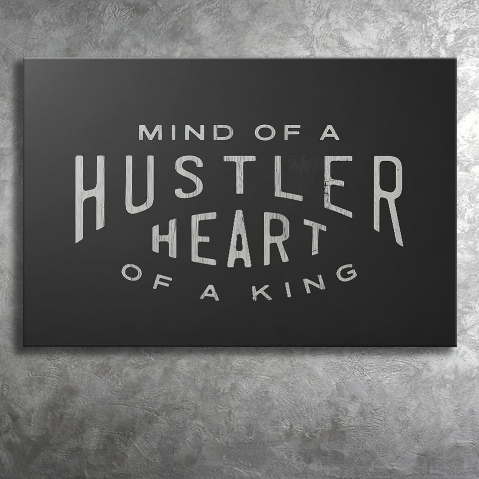 Mind Of A Hustler Heart Canvas Prints Wall Art - Painting Canvas,Office Business Motivation Art, Wall Decor
