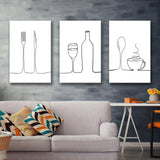 Minimalist Food Drink Kitchen Canvas Prints 3 Pieces Wall Art Decor - Painting Canvas, Multi Panel, Home Decor
