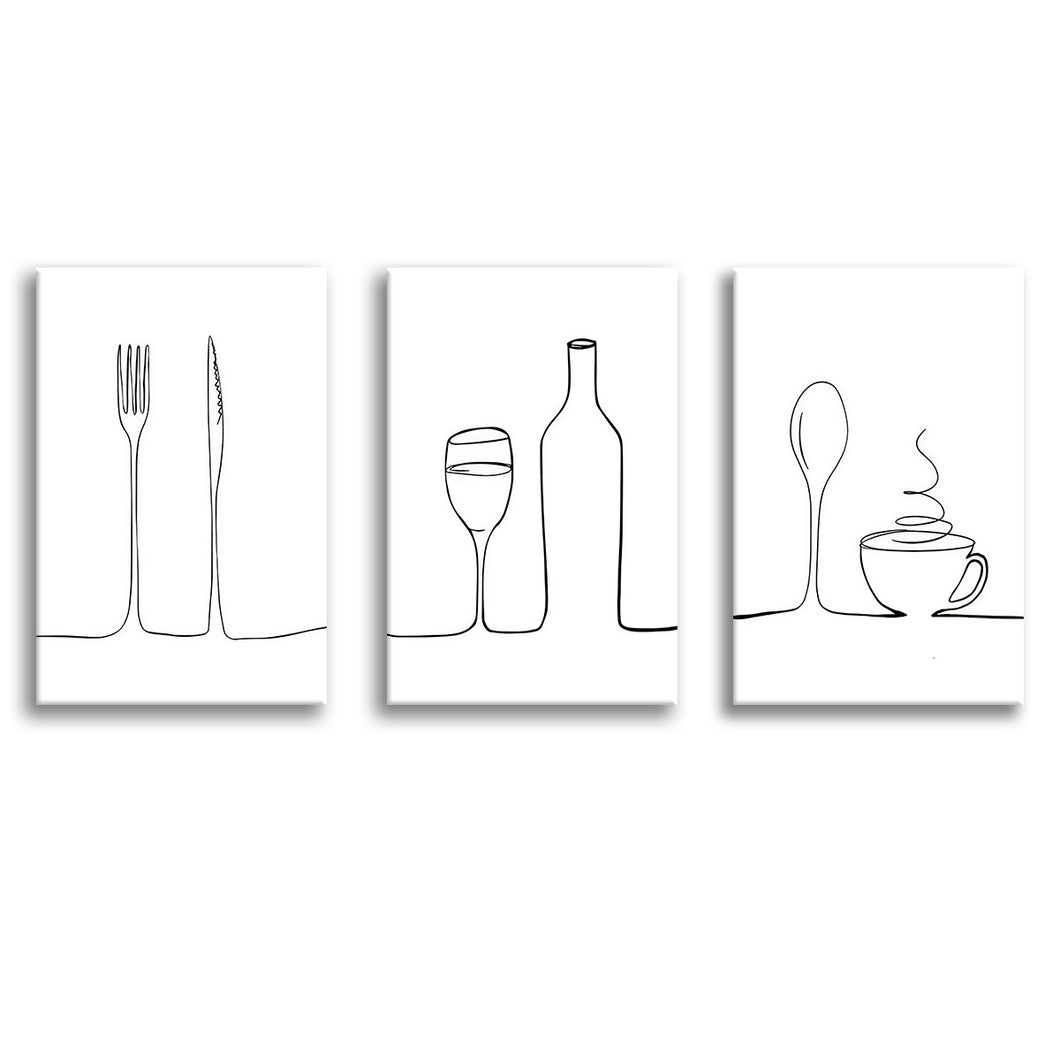 Minimalist Food Drink Kitchen Canvas Prints 3 Pieces Wall Art Decor - Painting Canvas, Multi Panel, Home Decor