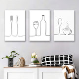 Minimalist Food Drink Kitchen Canvas Prints 3 Pieces Wall Art Decor - Painting Canvas, Multi Panel, Home Decor