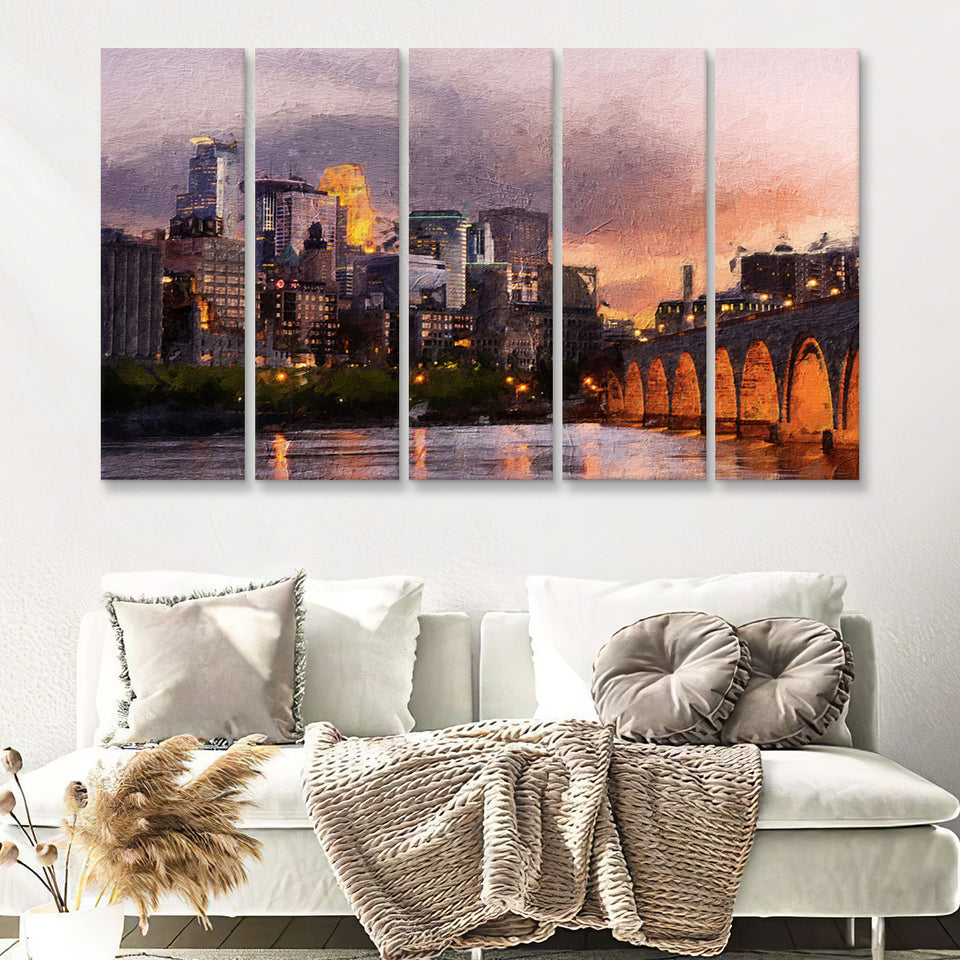 Minneapolis 5 Piece B Canvas Prints Wall Art Decor - Painting Canvas, Multi Panels