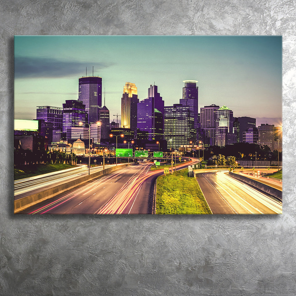Minneapolis, Minneapolis Skyline Canvas Prints Wall Art Home Decor - Painting Canvas, Ready to hang