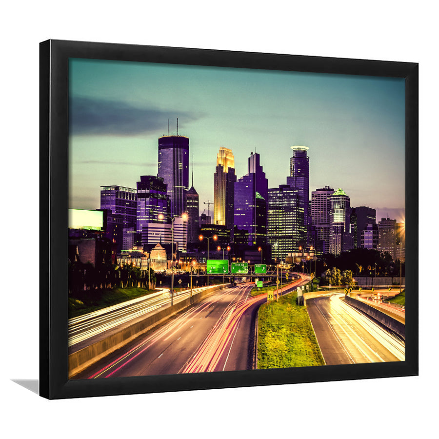 Minneapolis, Minneapolis Skyline Framed Art Prints Wall Art Decor,Black Frame, Ready to hang