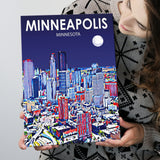 Minneapolis Minnesota Art Night Landscape ,City Art Print, Large Canvas, Canvas Print Wall Art Home Decor