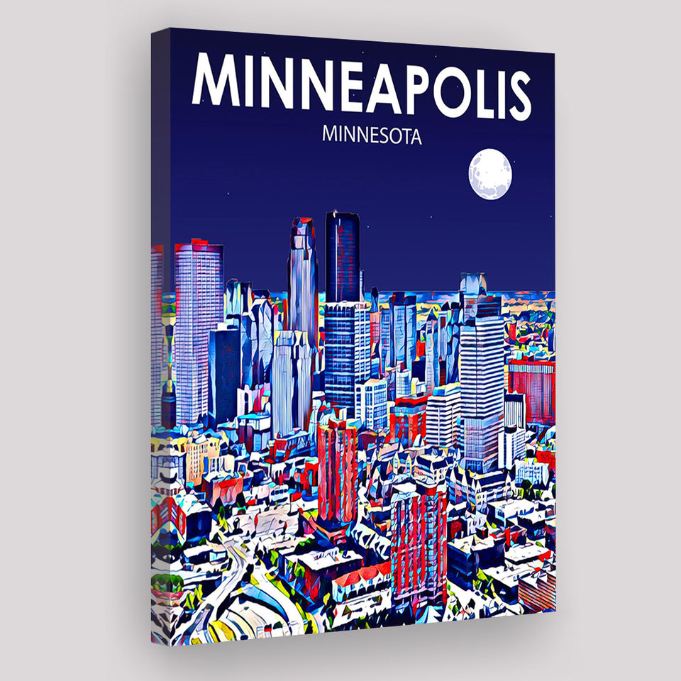 Minneapolis Minnesota Art Night Landscape ,City Art Print, Large Canvas, Canvas Print Wall Art Home Decor