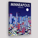 Minneapolis Minnesota Art Night Landscape ,City Art Print, Large Canvas, Canvas Print Wall Art Home Decor
