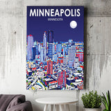 Minneapolis Minnesota Art Night Landscape ,City Art Print, Large Canvas, Canvas Print Wall Art Home Decor