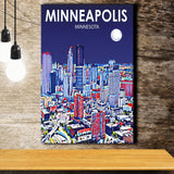 Minneapolis Minnesota Art Night Landscape ,City Art Print, Large Canvas, Canvas Print Wall Art Home Decor