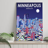 Minneapolis Minnesota Art Night Landscape ,City Art Print, Large Canvas, Canvas Print Wall Art Home Decor