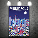 Minneapolis Minnesota Art Night Landscape ,City Art Print, Large Canvas, Canvas Print Wall Art Home Decor
