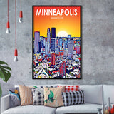 Minneapolis Minnesota Art Sunset Landscape, City Art Print, Framed Art Print Wall Art Home Decor, Framed Picture