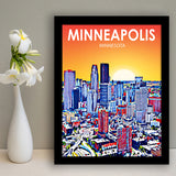 Minneapolis Minnesota Art Sunset Landscape, City Art Print, Framed Art Print Wall Art Home Decor, Framed Picture