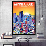 Minneapolis Minnesota Art Sunset Landscape, City Art Print, Framed Art Print Wall Art Home Decor, Framed Picture