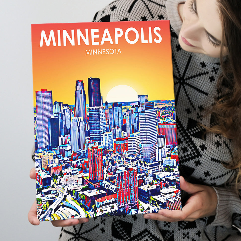 Minneapolis Minnesota Art Sunset Landscape ,City Art Print, Large Canvas, Canvas Print Wall Art Home Decor