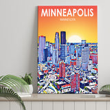 Minneapolis Minnesota Art Sunset Landscape ,City Art Print, Large Canvas, Canvas Print Wall Art Home Decor