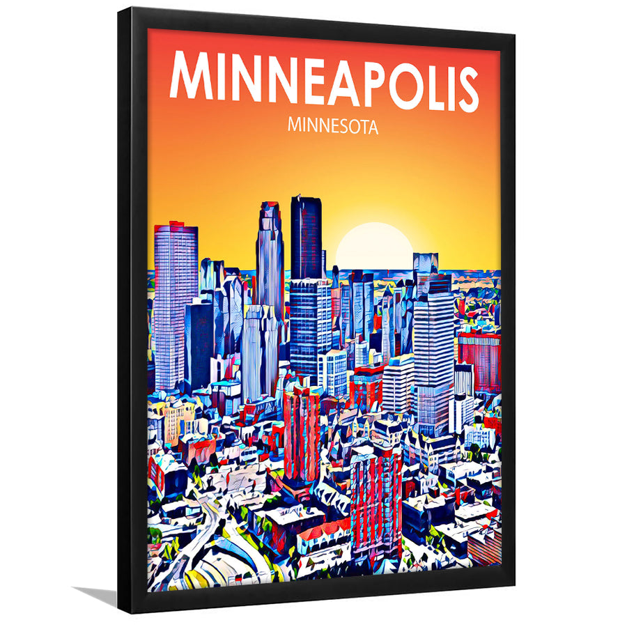 Minneapolis Minnesota Art Sunset Landscape, City Art Print, Framed Art Print Wall Art Home Decor, Framed Picture