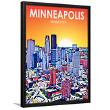 Minneapolis Minnesota Art Sunset Landscape, City Art Print, Framed Art Print Wall Art Home Decor, Framed Picture