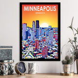Minneapolis Minnesota Art Sunset Landscape, City Art Print, Framed Art Print Wall Art Home Decor, Framed Picture