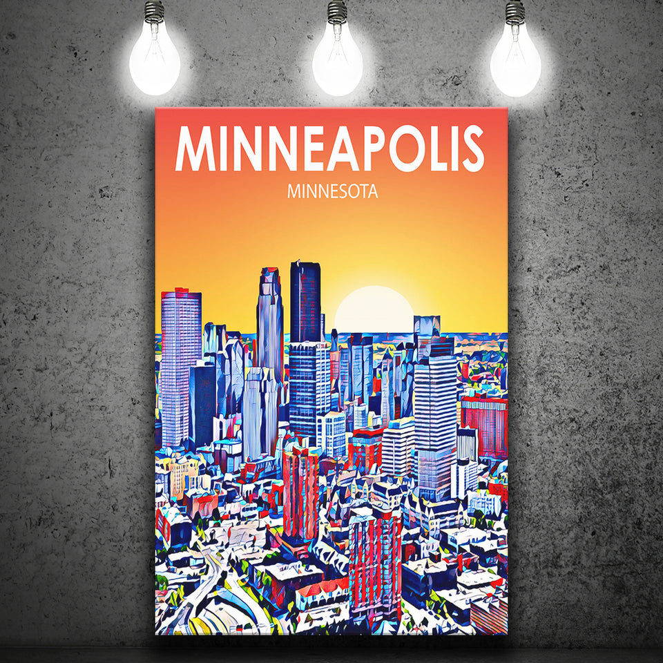 Minneapolis Minnesota Art Sunset Landscape ,City Art Print, Large Canvas, Canvas Print Wall Art Home Decor