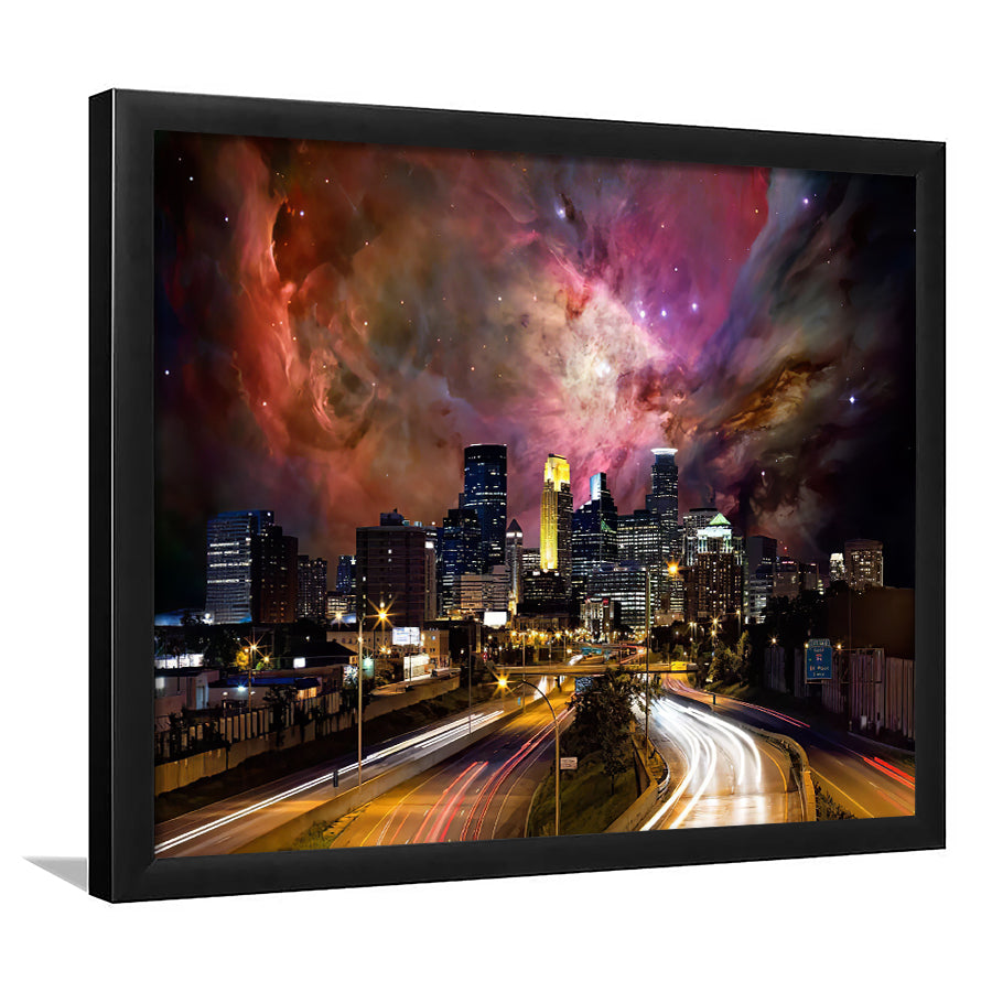 Minneapolis Minnesota Orion Nebula Skyline Framed Wall Art Prints - Framed Prints, Prints for Sale, Framed Art