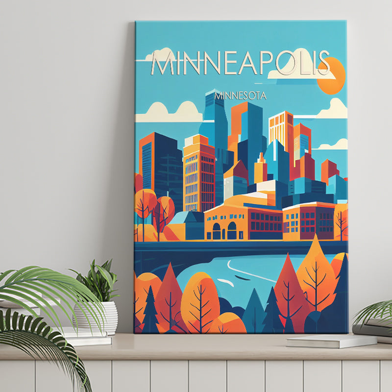 Minneapolis Retro Art Print ,City Art Print, Large Canvas, Canvas Print Wall Art Home Decor