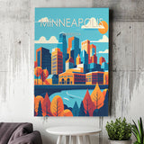 Minneapolis Retro Art Print ,City Art Print, Large Canvas, Canvas Print Wall Art Home Decor
