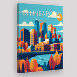 Minneapolis Retro Art Print ,City Art Print, Large Canvas, Canvas Print Wall Art Home Decor