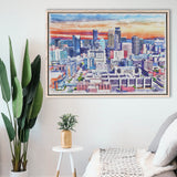 Minneapolis Watercolor Minneapolis Minnesota, Sport Art Prints Fan Gift, Framed Canvas Prints Wall Art Decor