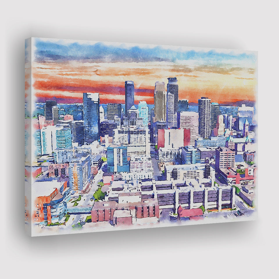 Minneapolis Watercolor Minneapolis Minnesota, Sport Art Prints Fan Gift, Canvas Prints Wall Art Decor
