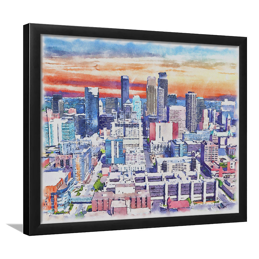 Minneapolis Watercolor Minneapolis Minnesota, Sport Prints Fan Gift, Framed Art Prints Wall Art Decor