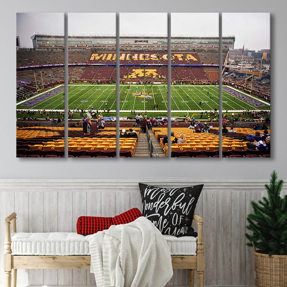 Minnesota Golden Gophers Stadium Canvas Prints Huntington Bank Stadium Wall,Multi Panels B,Sport Stadium Art Prints, Fan Gift